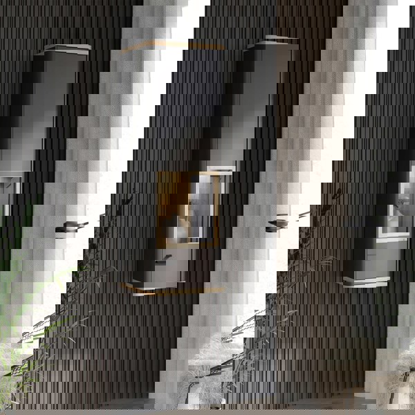 Furniture To Go Klara Display Cabinet with 1 Glass Door in Grey and Oak inc LED Lighting