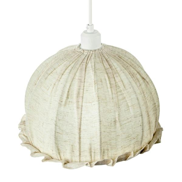 Linen Fabric Covered Ruffled Dome Shaped Ceiling Pendant Light Shade Image 3