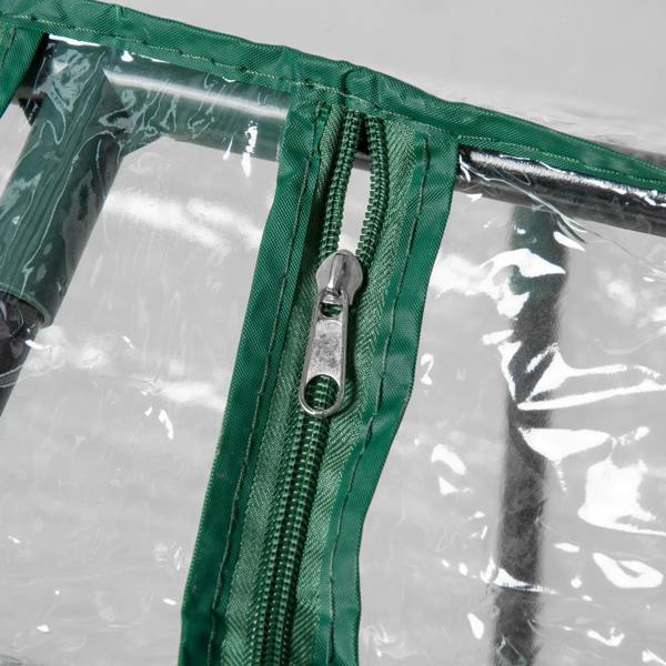 Mini greenhouse clear window with green zipper for opening and closing