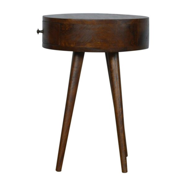 Wyld Haus Shoreham Nordic Chestnut Mango Wood Round Bedside Table with Drawer
