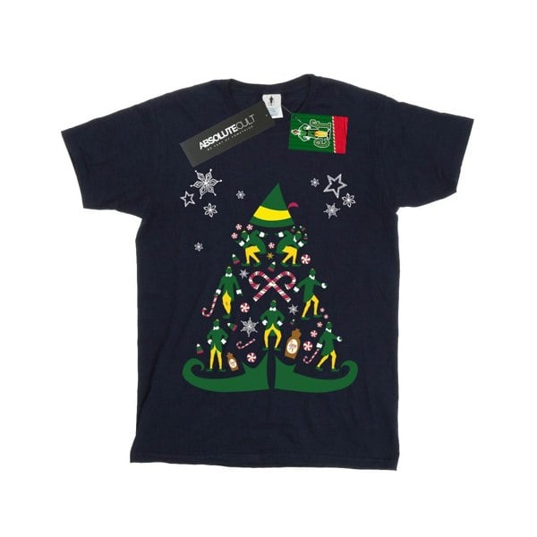 Elf Boys Christmas Tree T-Shirt - Navy Blue