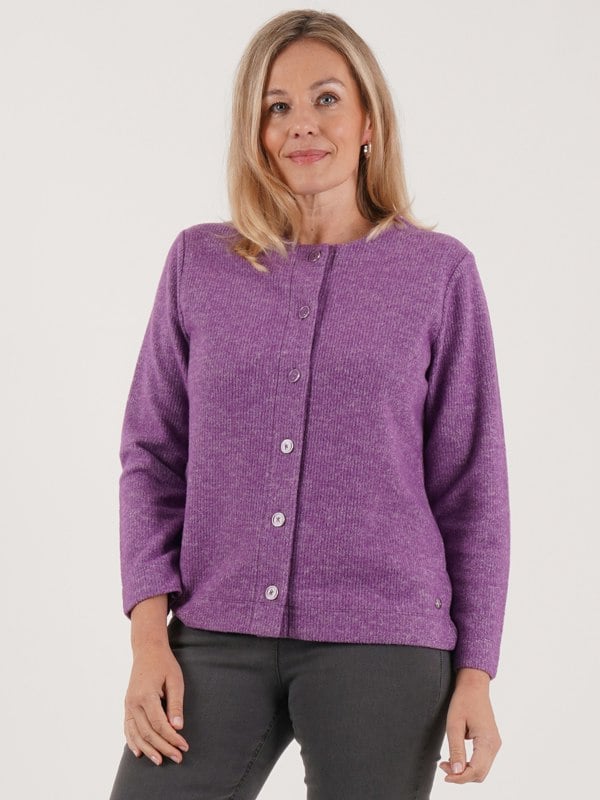 PennyPlain Ribbed Button Cardigan - Amethyst