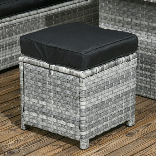 Wyld Haus Sakale Grey Rattan 9 Seater Garden Furniture Set With Corner Sofa Footstools And Glass Table