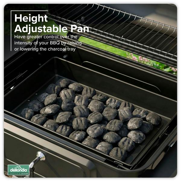 Dellonda Charcoal Grill BBQ Smoker & Trolley with 2 Side Shelves, Black - DG283