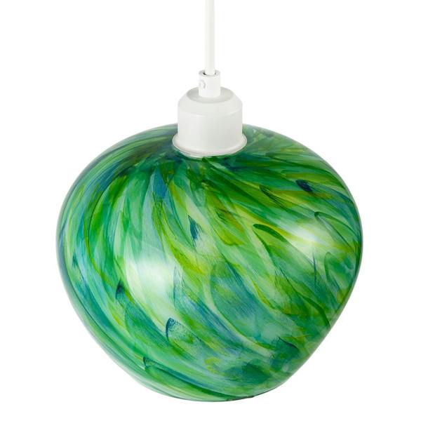 Modern Green Toned Glass Pendant Shade with Brushed Leaves Design Image 3