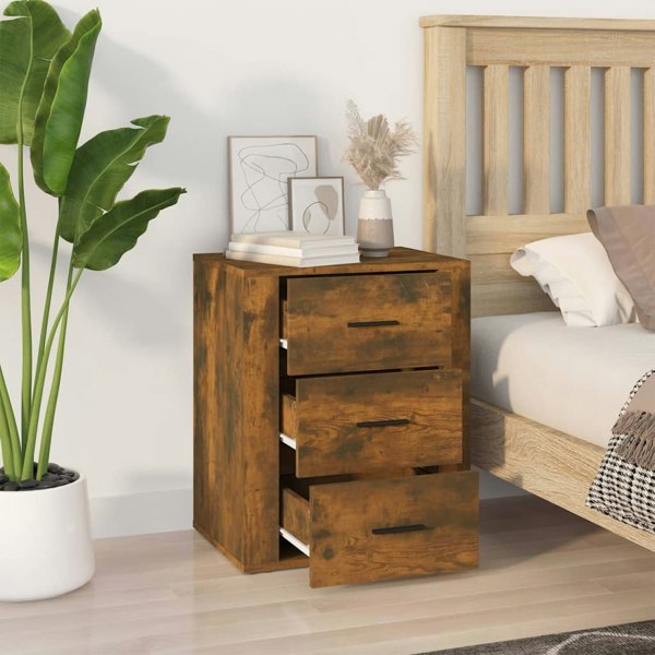 Berkfield Bedside Cabinet Smoked Oak 50x36x60 cm Engineered Wood