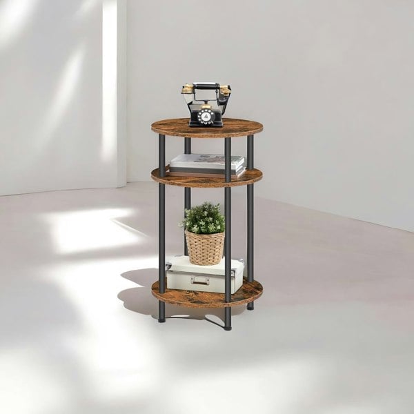 Rafaelo Mobilia Rustic Industrial 2 Tier Side Table with Shelves