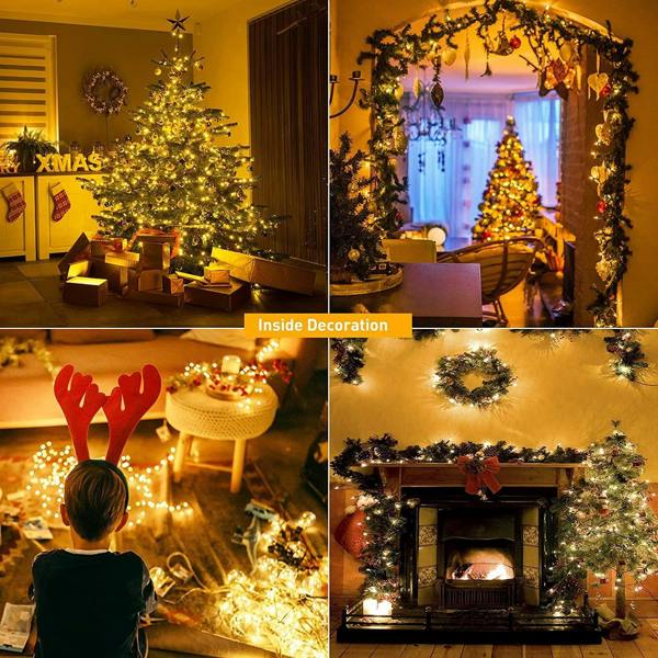 Warm White LED Outdoor String Fairy Lights with Timer and Clear Cable, Family Range image 1