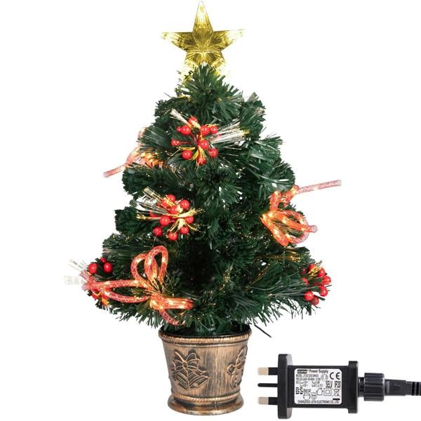 2ft to 6ft Fibre Optic Christmas Tree with Ribbon Bows and Star Topper, Green image 1