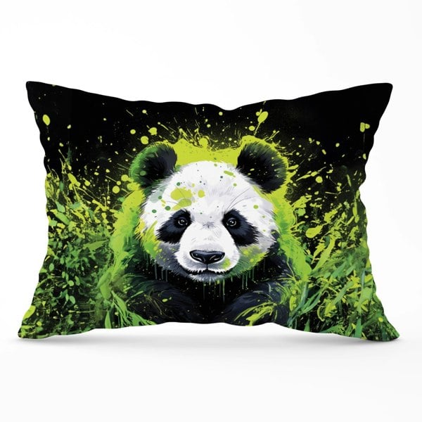 Warren Reed Green Splashart Panda Face Cushions