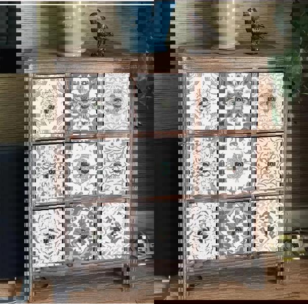 ANYDECO Wallpaper Green 15cmx15cm 24 Pcs Modern Retro Style PVC Tile Stickers Waterproof Self Adhesive Wall Home Decor