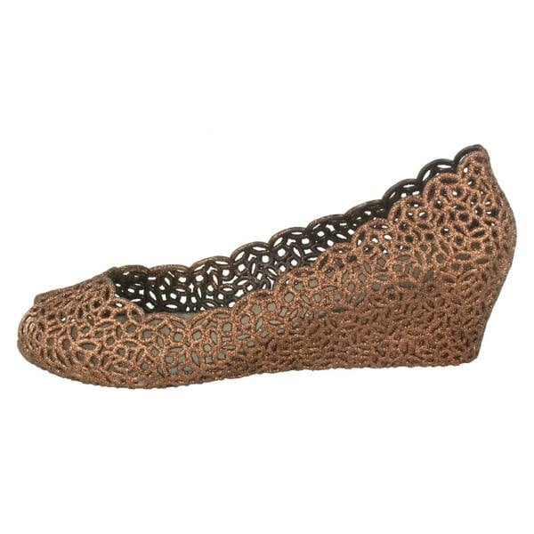 Savannah Ladies Savannah Slip On Open Toe Ballerina Style Wedge Shoes
