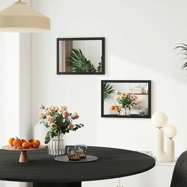 Bobobiy Wall Bathroom Mirror, 30 x 40 cm Wall-Mounted Mirror for Living Room, Bedroom, Hallway, Set of 2, Black