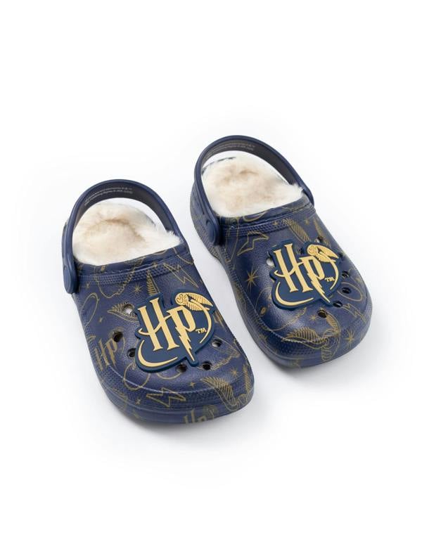 Harry Potter Girls Blue Logo Fur Lined Clogs
