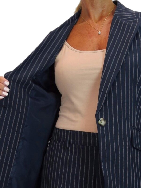 Paulo Due Women's Pinstripe 2 Piece Trouser Suit Tailored Blazer