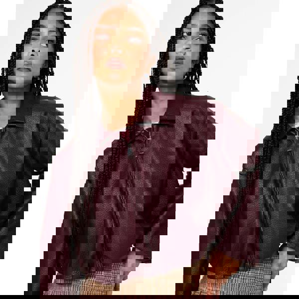 Pink Vanilla Faux Leather Puffball Jacket