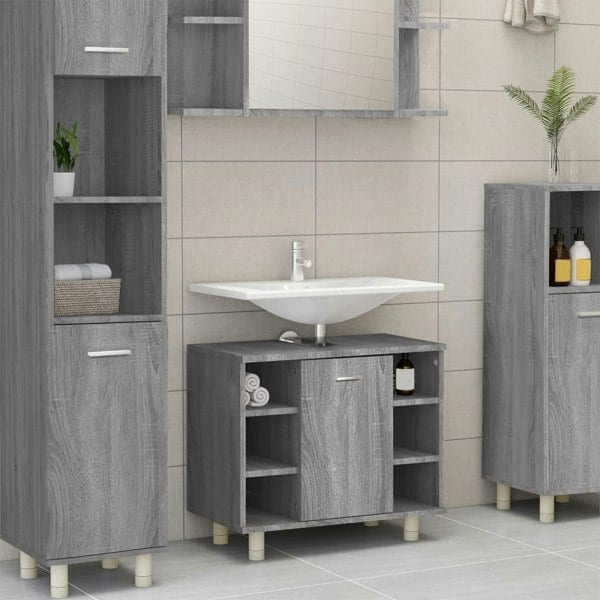 Berkfield Bathroom Cabinet Grey Sonoma 60x32x53.5 cm Engineered Wood