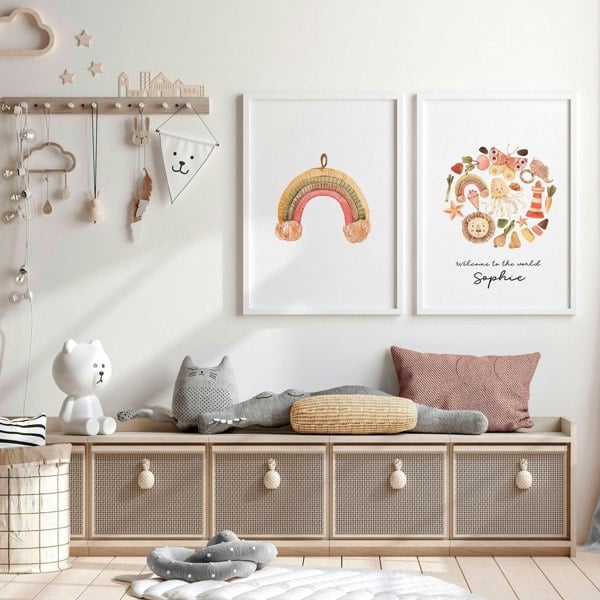 Boho nursery decor | set of 2 wall art prints