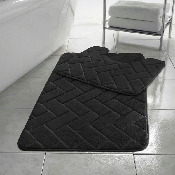 HomeSpace Direct Memory Foam Blocks Anti Slip Bath Mat Set 2 Piece