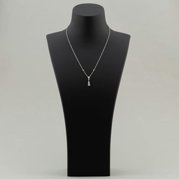 T. H. Baker 18ct White Gold 0.56ct Brilliant Cut Diamond Dropper Bar Necklace LG250/NA