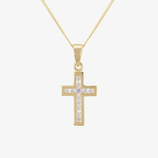 T. H. Baker 9ct Yellow Gold Channel-set Cubic Zirconia Cross GCS9