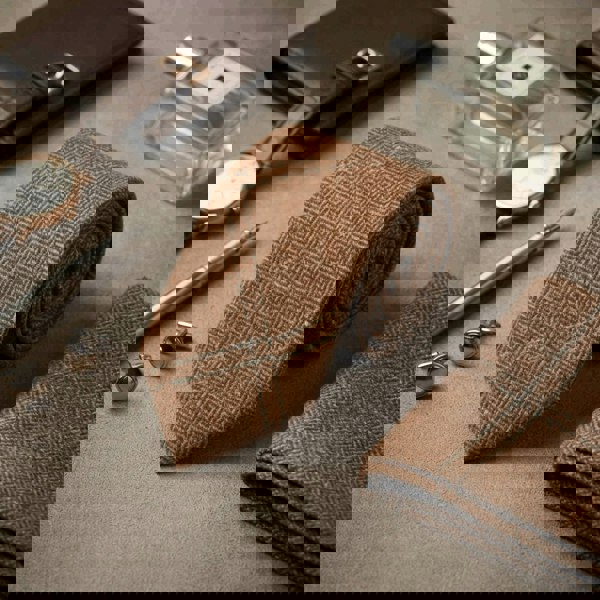 TruClothing Men's Wool Blend Herringbone Plaid Tweed Tie