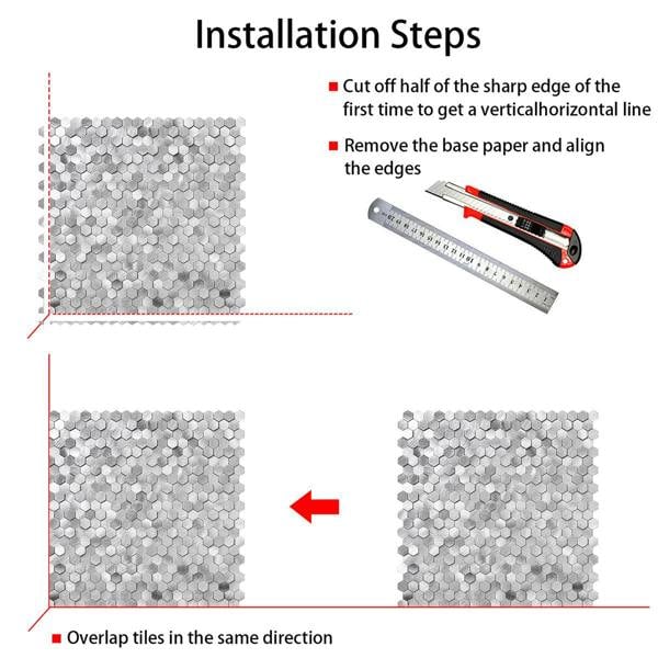 ENER-J HexaGloss Aluminum Peel & Stick Tile, Size: 305.9 x 306.8 x 4mm (Pack of 4)