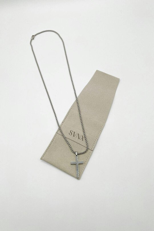 SVNX Cross Pendant Necklace in Silver