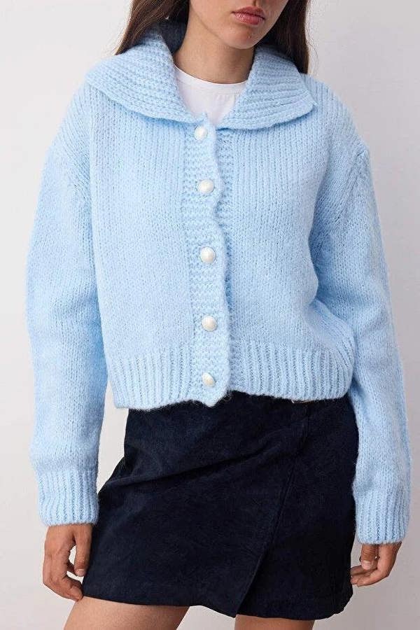 WOVCOR Oversize Crop Knit Cardigan
