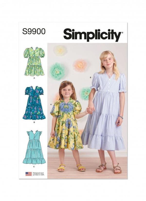 Simplicity Sewing Pattern 9900, Dresses for Kids, HH (3-4-5-6) - Intermediate