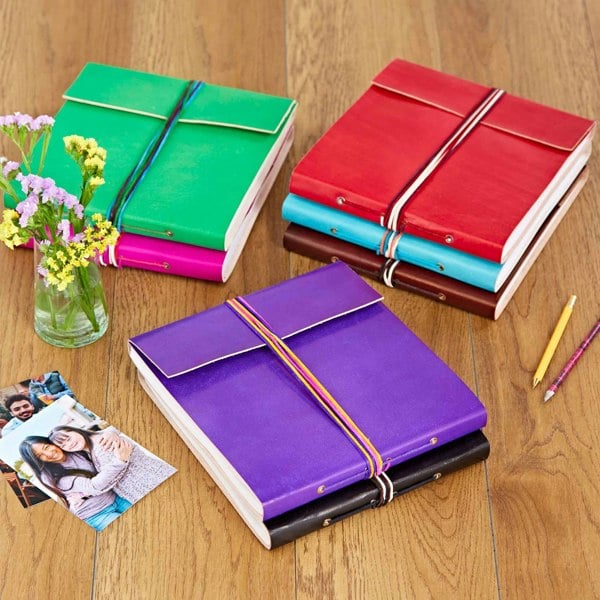Paper High Large Coloured Distressed Leather 3-String Photo Album