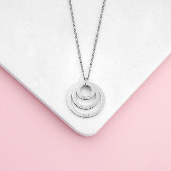 Abode Home & Gifts Personalised Family Names Rings Necklace | Silver