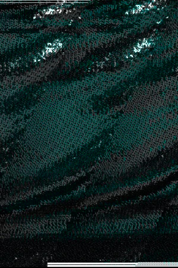Liquid Sequin Midi With Corsage - Emerald Green DR4072