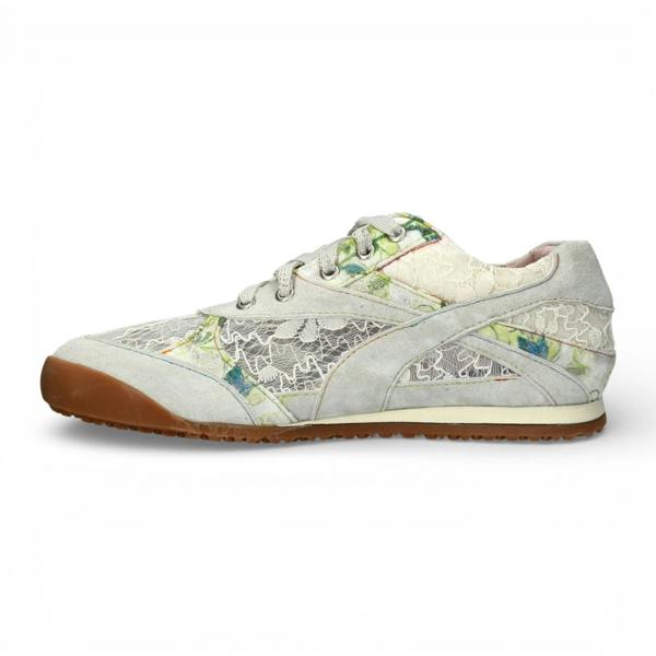 Laura Vita Tivanao 03 - Women's Beige Floral Leather Sneakers