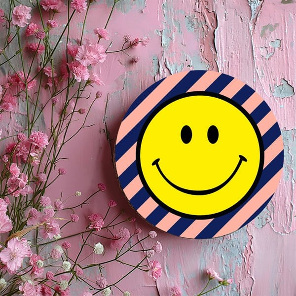 Love Frankie Helter Skelter Smiley Face Coasters - Peach Fuzz