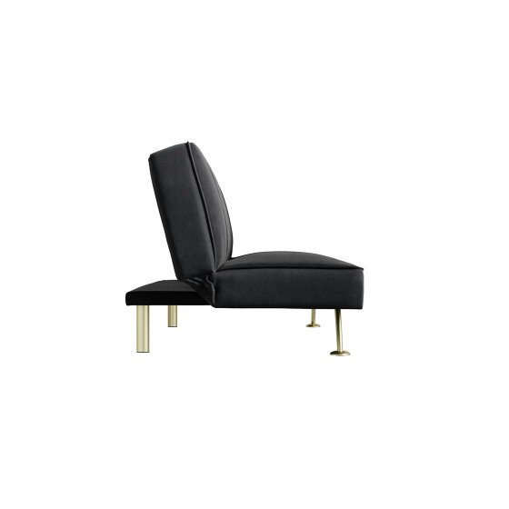 Wyld Haus Malahide Upholstered Black Velvet Tufted Sofa Bed Gold Metal Legs - Single