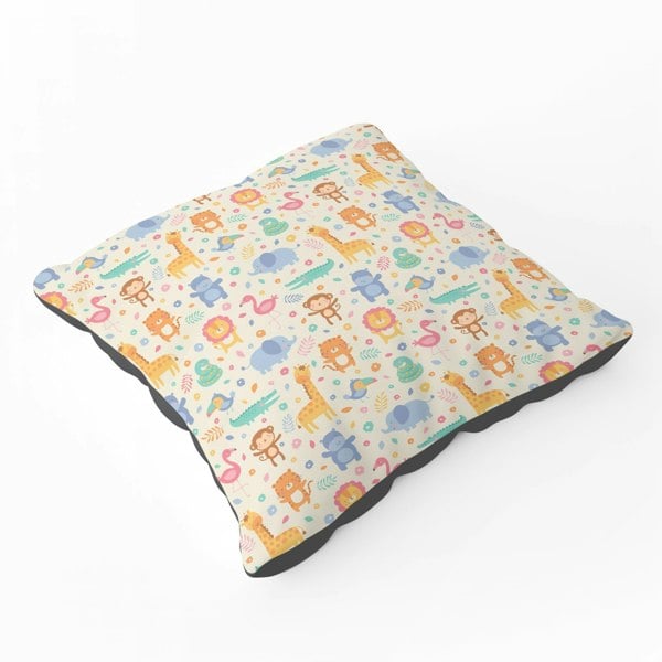 Warren Reed Cute Pastel Jungle Animals Floor Cushion