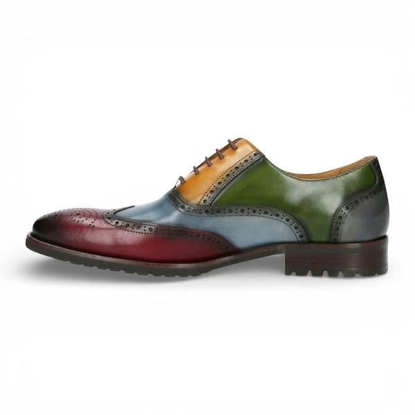 Laura Vita Lorenzo Conti Men's Black Burgundy Leather Brogue Oxford DressShoes - Antonin 01