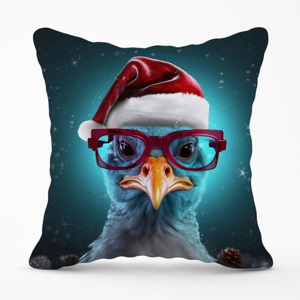 Warren Reed Turkey Wearing A Santa Hat Cushions