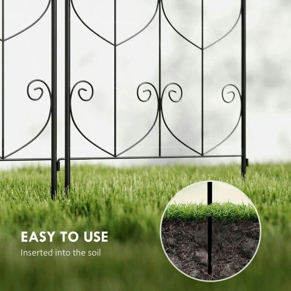 Set of 2 Garden Trellis, Metal Fence Panels for Climbing Outdoor Plants, Flowers, 180 x 50cm