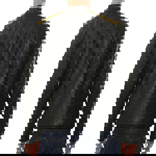 Leather Company Men's Leather Motorcycle Jacket Distressed Black Biker Coat