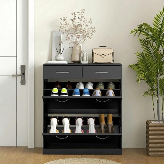 Havendro Black Shoe Cabinet Rack Wooden Shoes Storagoes e Stand Cupboard