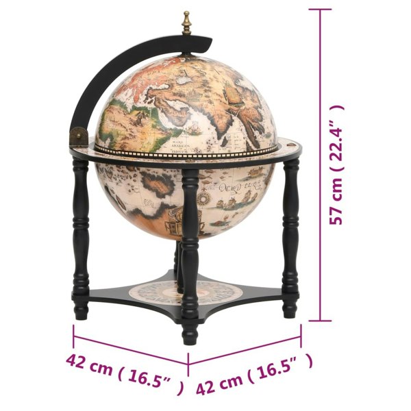 Berkfield Globe Bar Wine Stand Black Solid Wood Eucalyptus