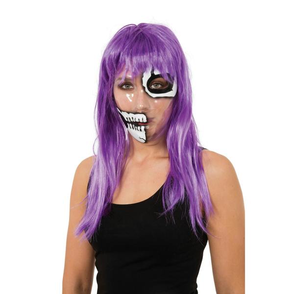 Bristol Novelty Unisex Transparent 50/50 Skeleton Mask - Transparent/White/Black - 