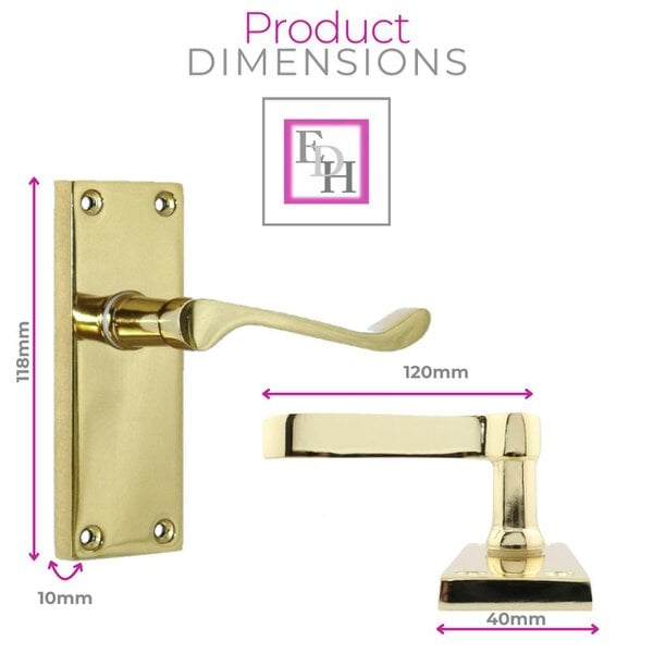 EDH Door Hardware Door Handles Brass Plated Victorian Scroll lever Latch Modern Handles 1 + Latch