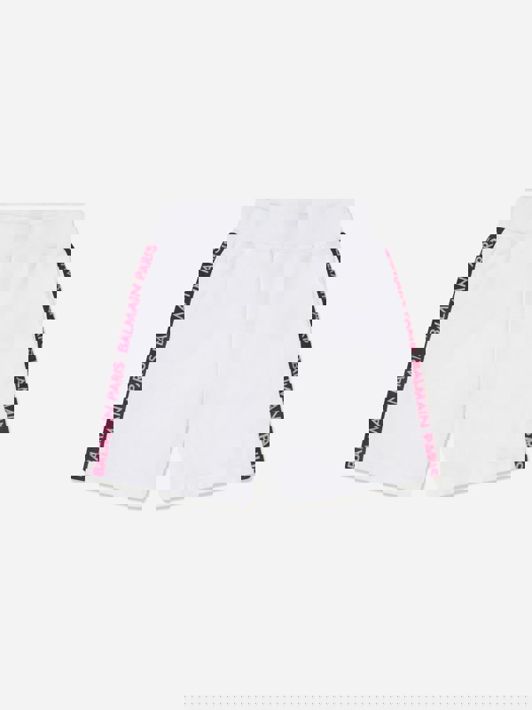 Balmain Girls Logo Jersey Shorts in White