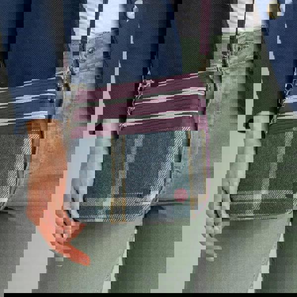 Earth Squared Tweed Mini Crossbody Pouch – Tartan 3 zip Purse Bag