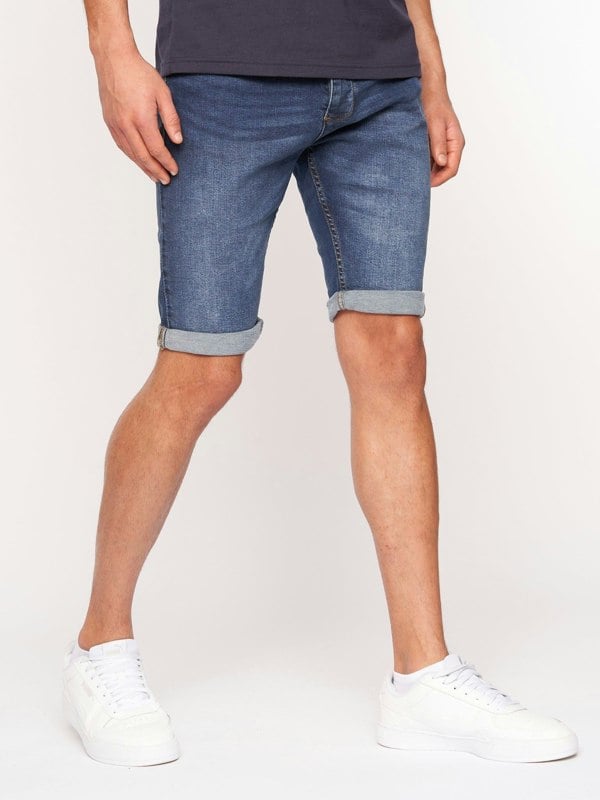 Crosshatch Tadcaster Denim Shorts Mid Wash