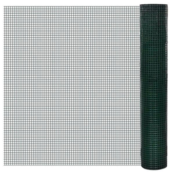 Berkfield Chicken Wire Fence Galvanised with PVC Coating 10x1 m Green