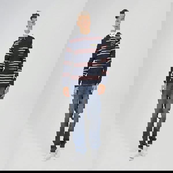 Brave Soul Navy Striped Rugby Shirt - Navy Image 3